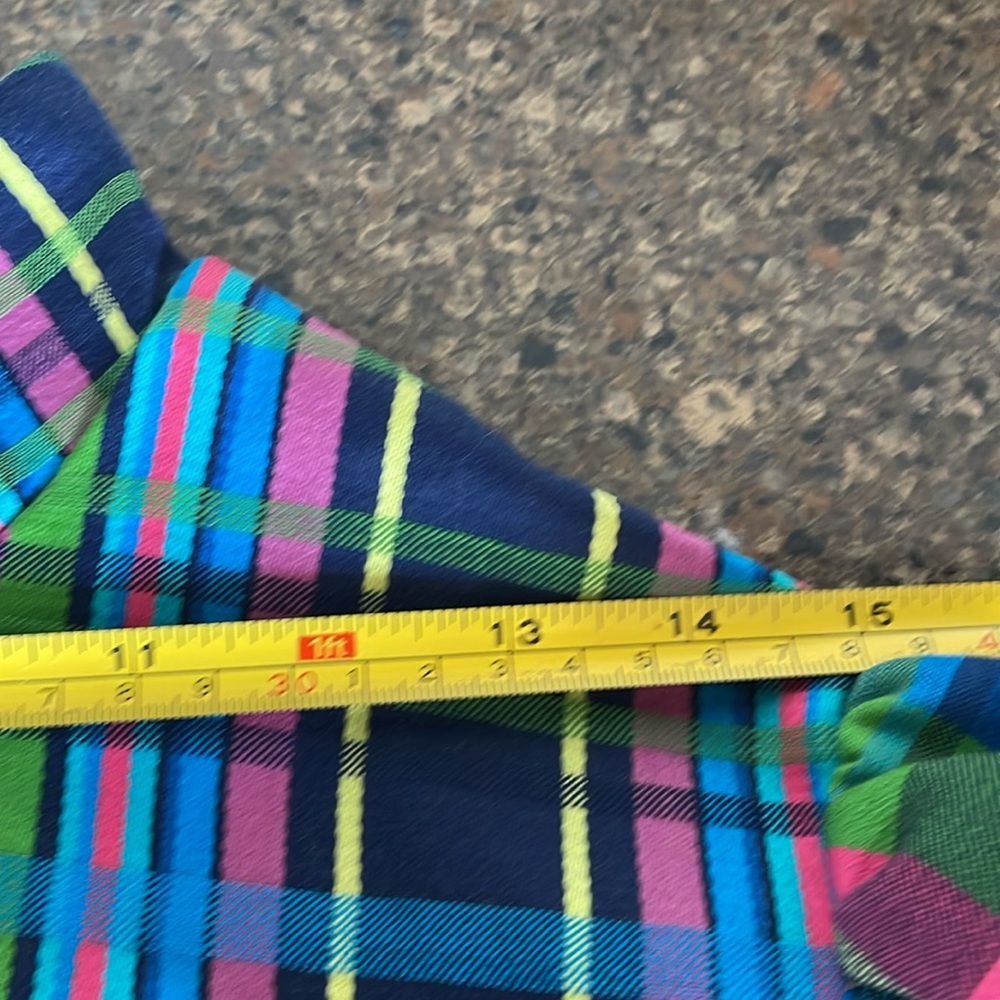 Vintage Plaid 1970’s Mod High Collar Puff Sleeve Long Dress Size Small - Picture 9 of 14